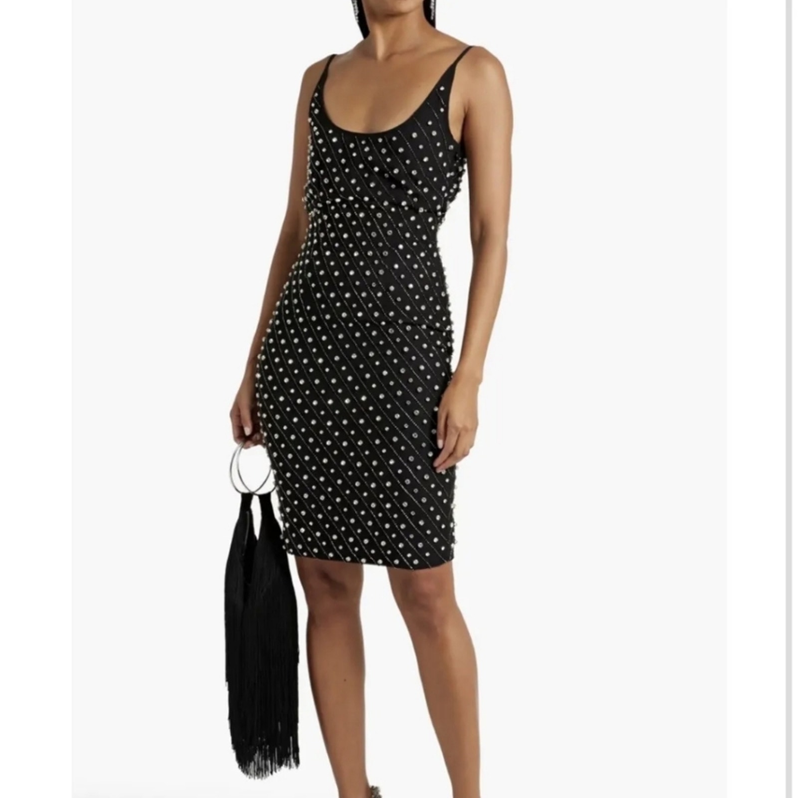 Retrofete Cosmos Black Dress Embellished Crystals Sleeveless Size Xxs Nwt
